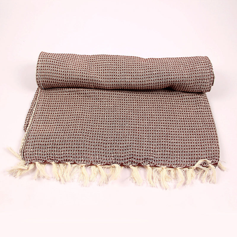 Dusky Brown Hand Woven Natural Dyed Waffle Weave Bath Towel