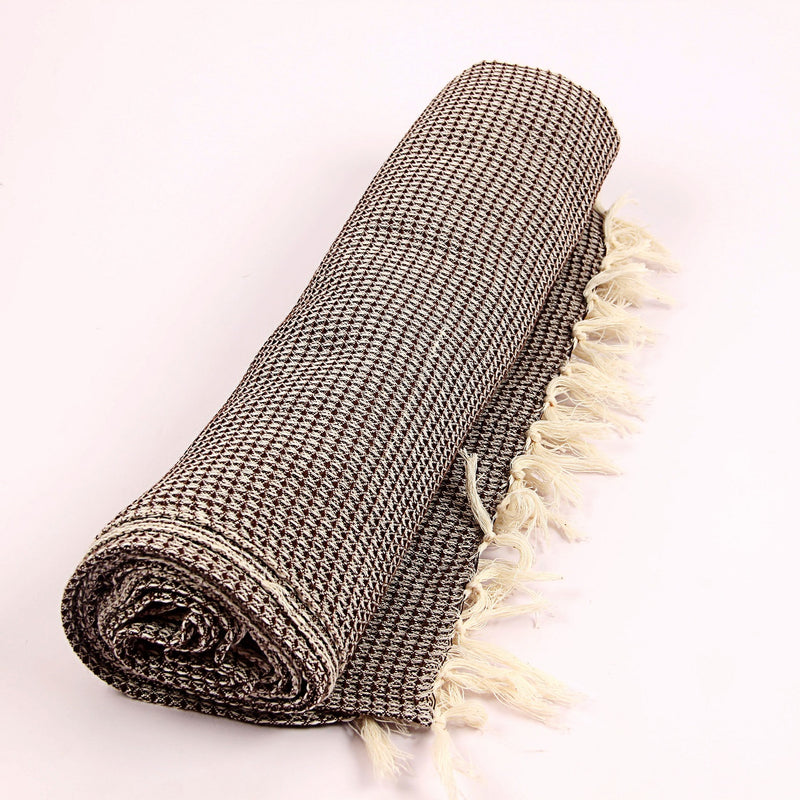 Dark Brown Hand Woven Natural Dyed Waffle Weave Bath Towel