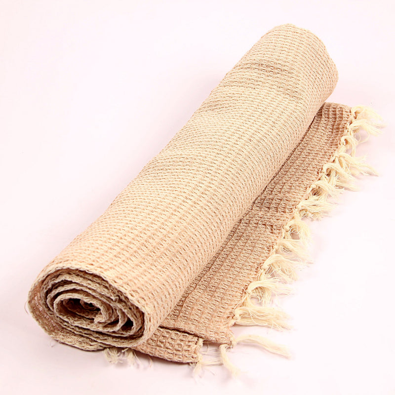 Dusty Pink Hand Woven Natural Dyed Waffle Weave Bath Towel