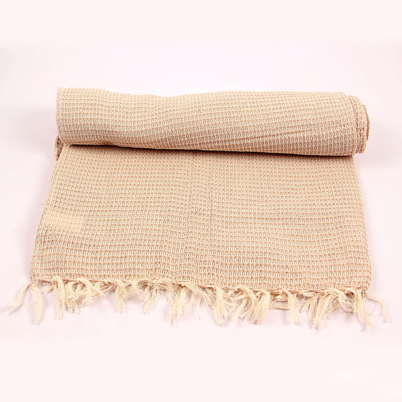 Off White Hand Woven Natural Dyed Waffle Weave Bath Towel