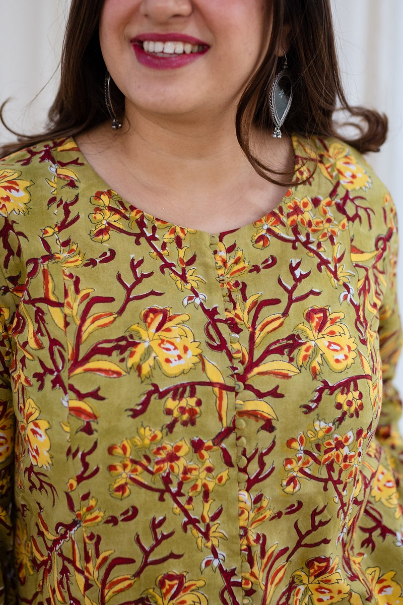 Achira Sanganeri Cotton Kali Kurta