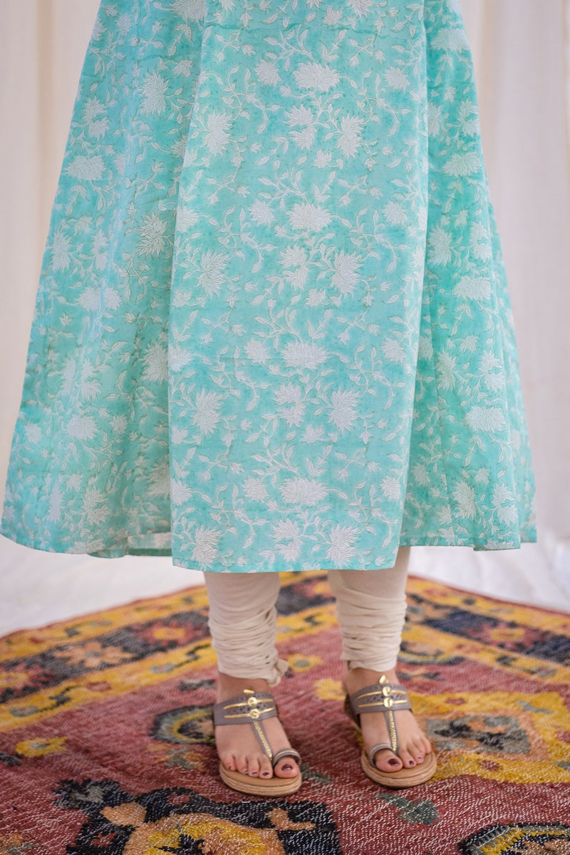 Arshiya Neela Sanganeri A Line Cotton Kurta