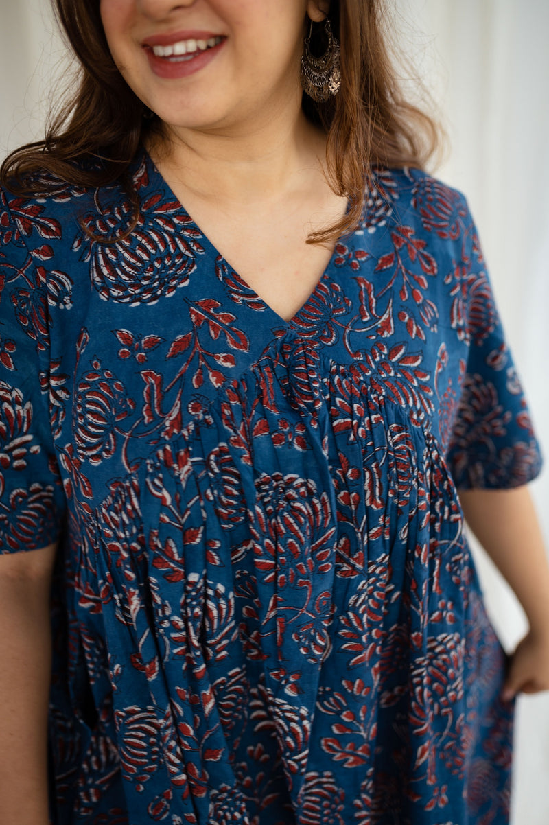 Nia Dabu indigo Cotton Flared Kurta