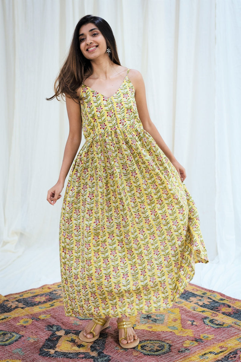 Twisha Yellow Sanganeri Dress