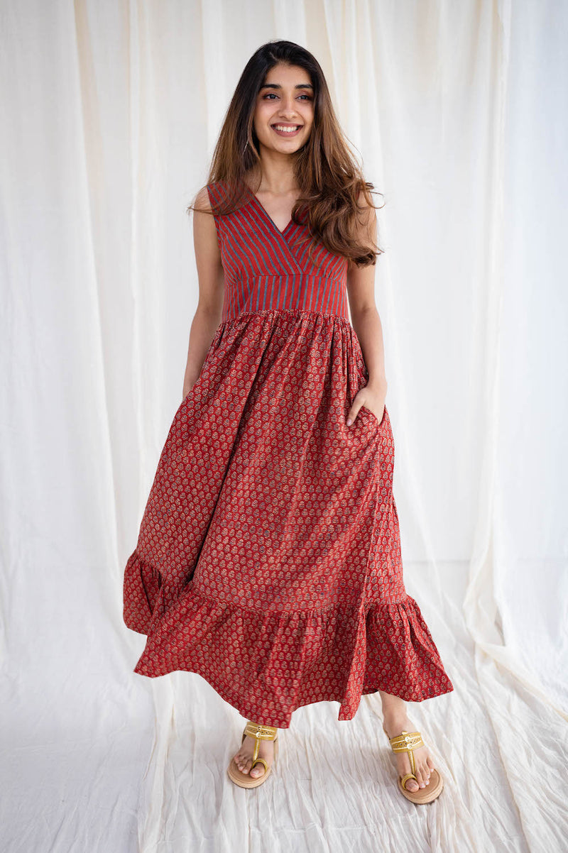 Anvika Ajrakh Madder Cotton Dress