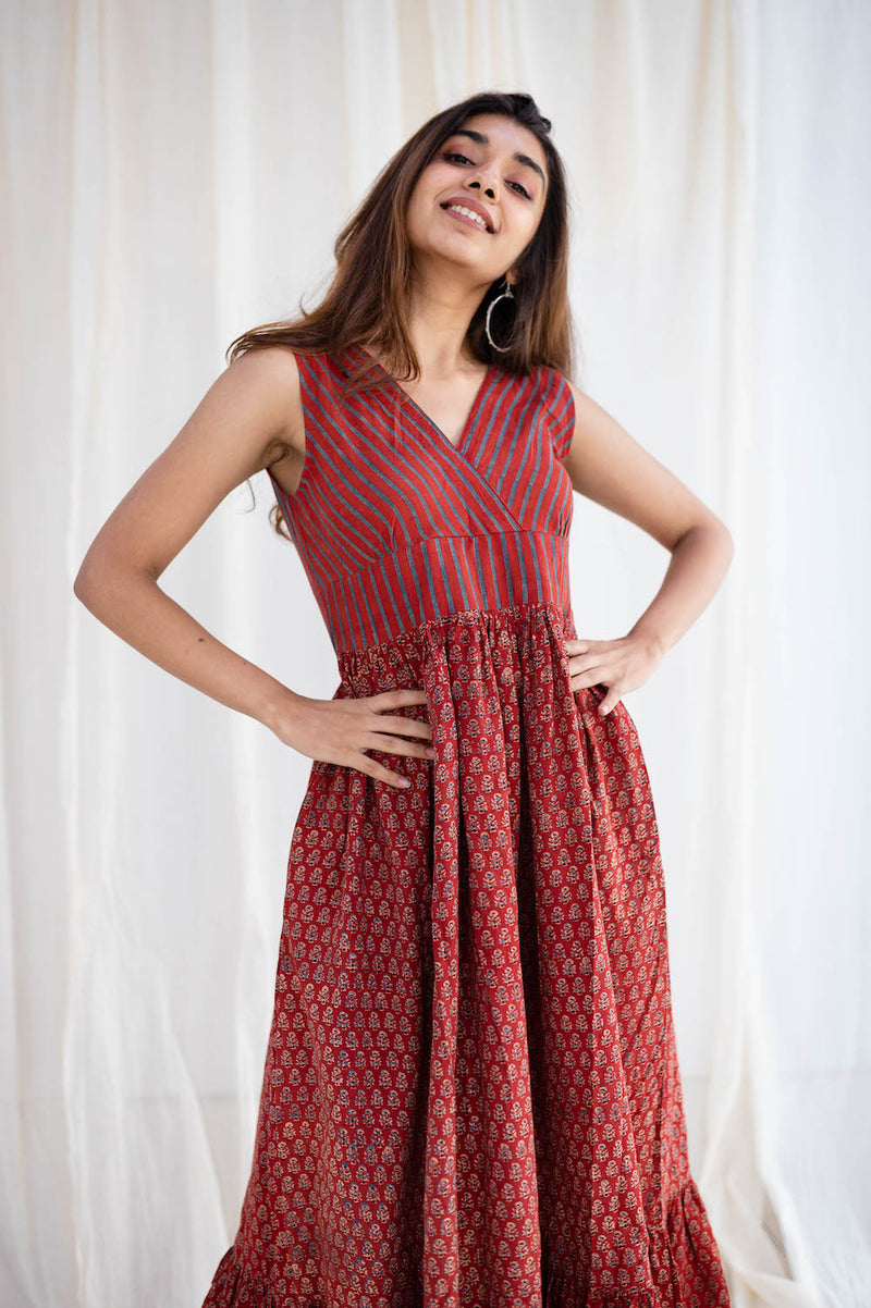 Anvika Ajrakh Madder Cotton Dress