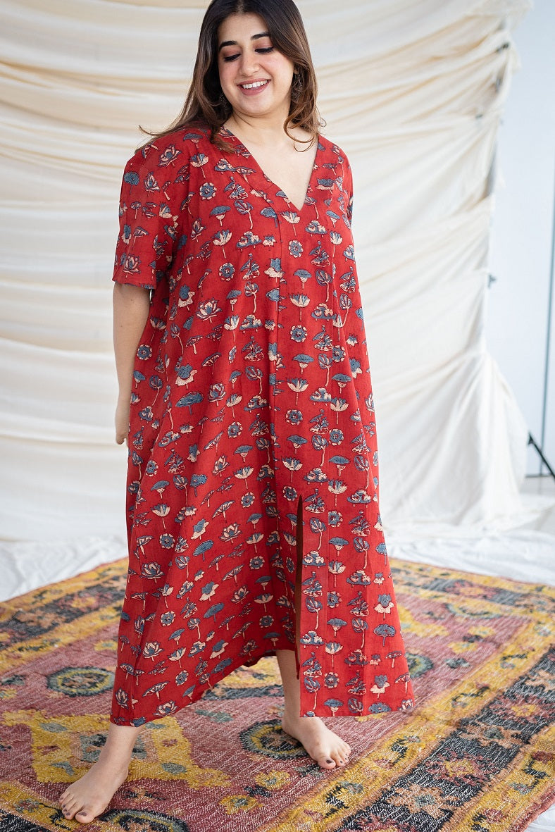 Mahima Ajrakh Madder Cotton Dress