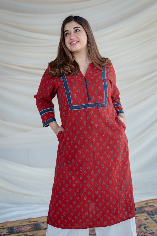 Pratiksha Ajrakh Cotton Straight Kurta