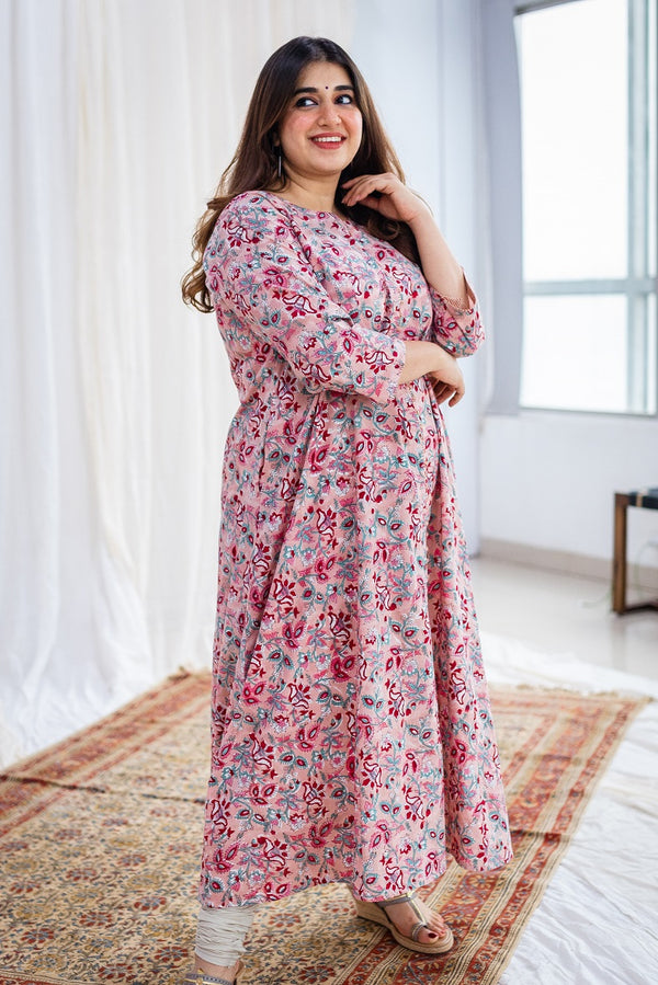 Chahit Women's Rayon Calf Length Kurta (XX-Large, Pink) 