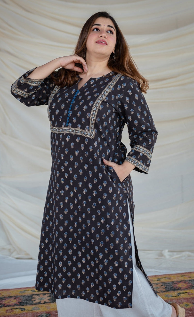 Minaah Ajrakh Cotton Straight Kurta