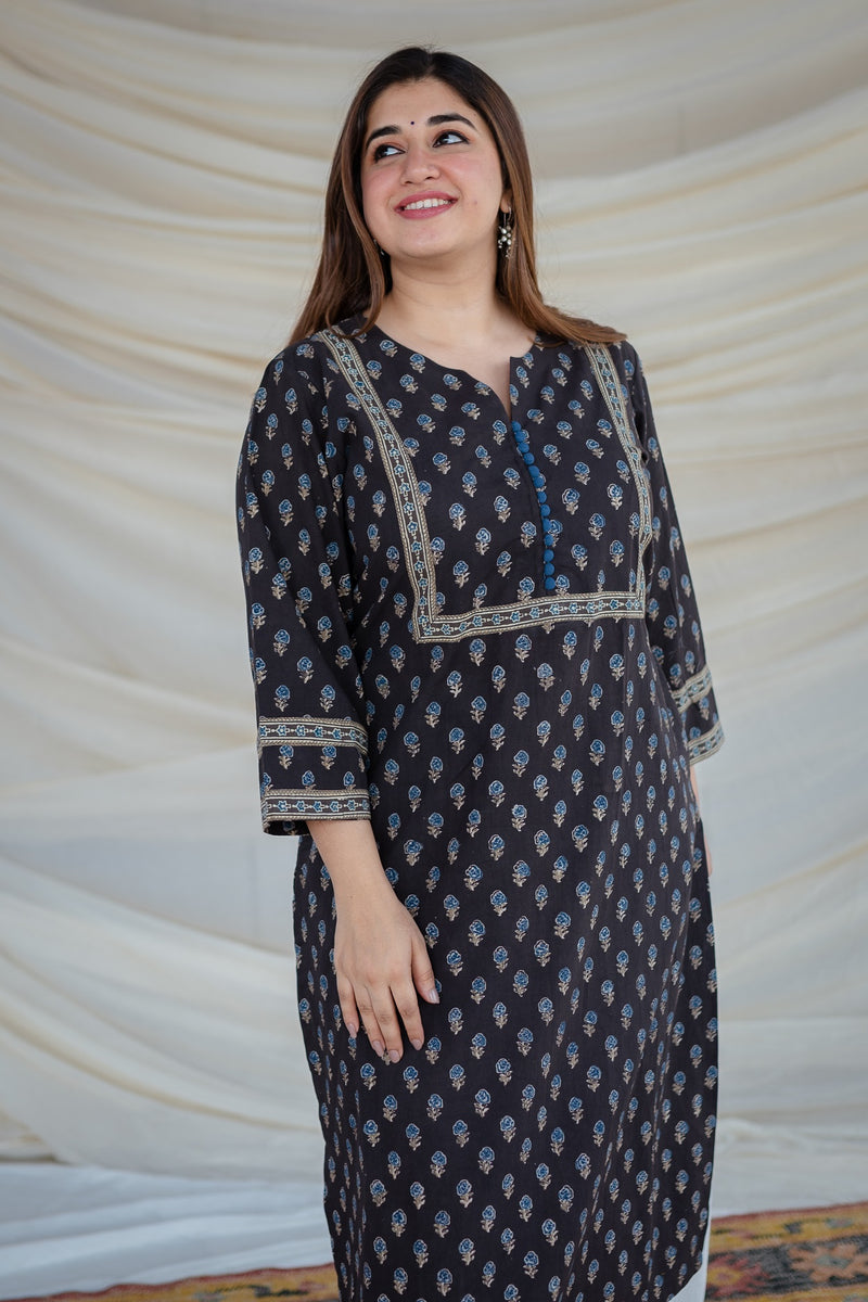 Minaah Ajrakh Cotton Straight Kurta