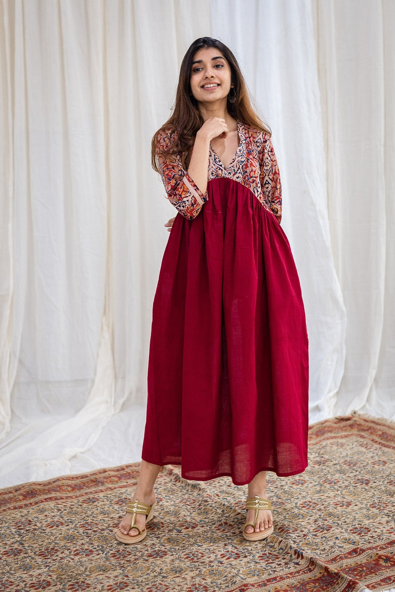 Raisa Kalamkari Madder Cotton Dress
