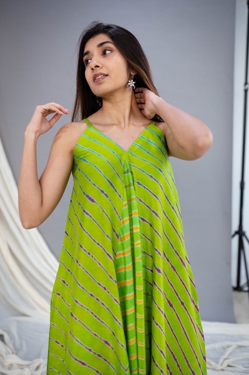 Spring Vibes Lehariya Chanderi Silk Dress