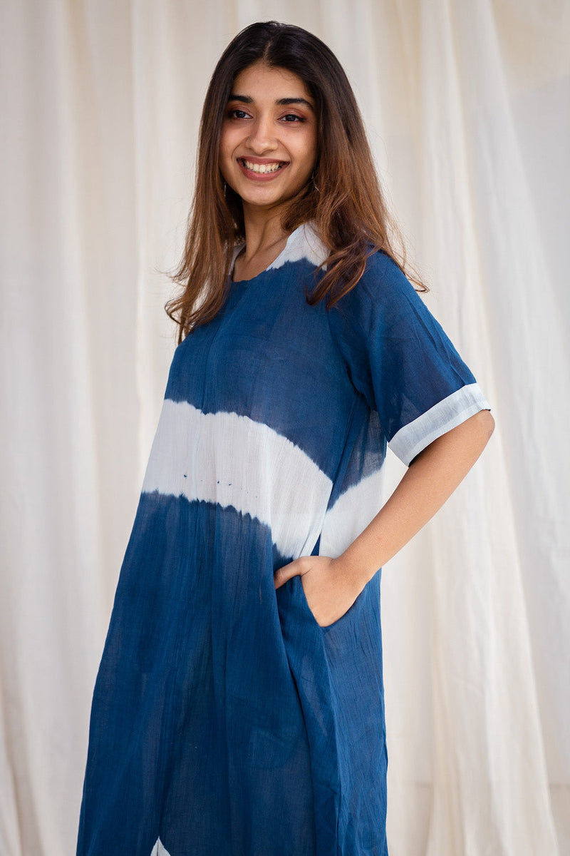 Thea Shibori Indigo Mul Cotton Kurta