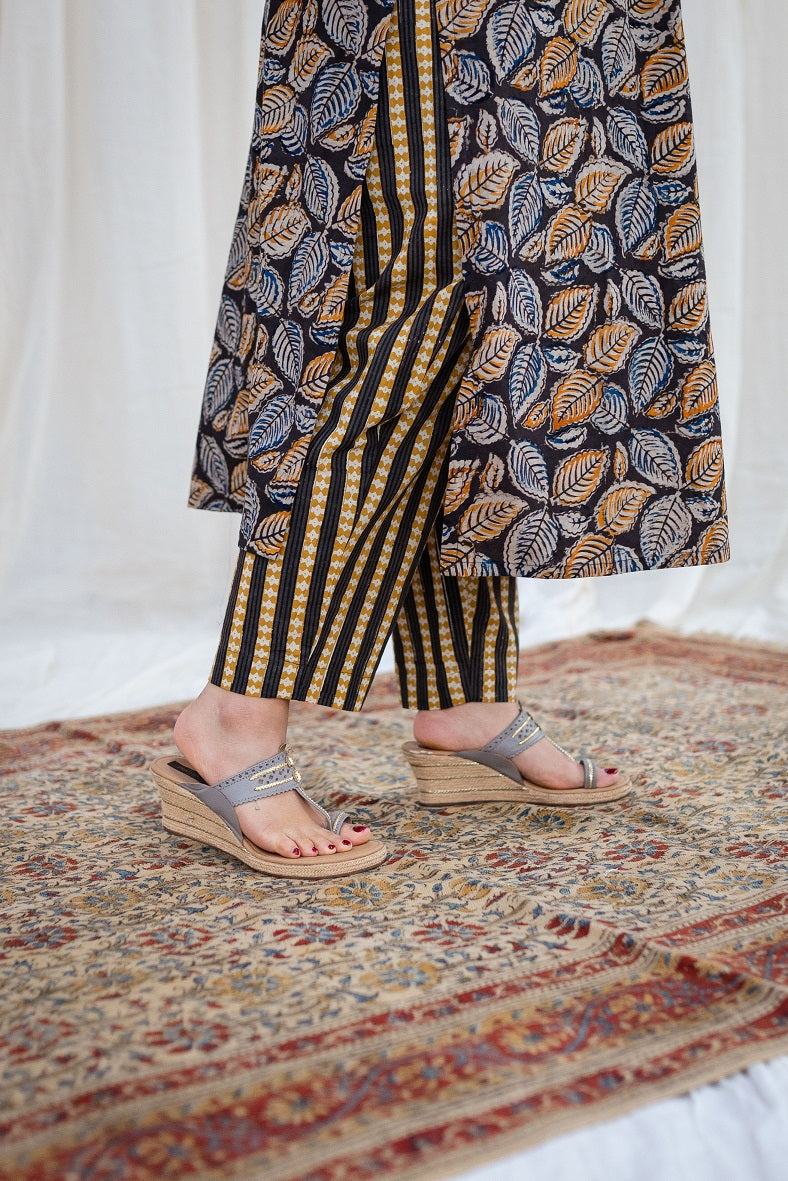 Prisha Kalamkari Black Cotton Kurta