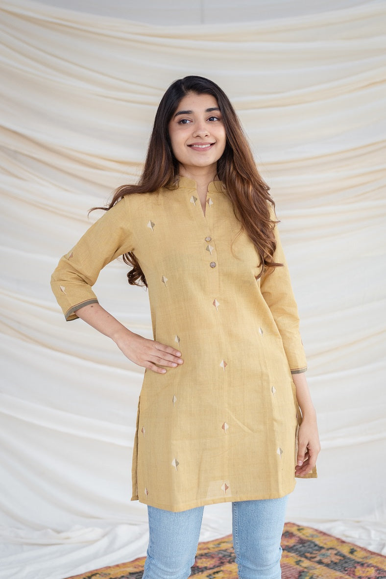 Shamya Jamdani Handwoven Mustard Kurta