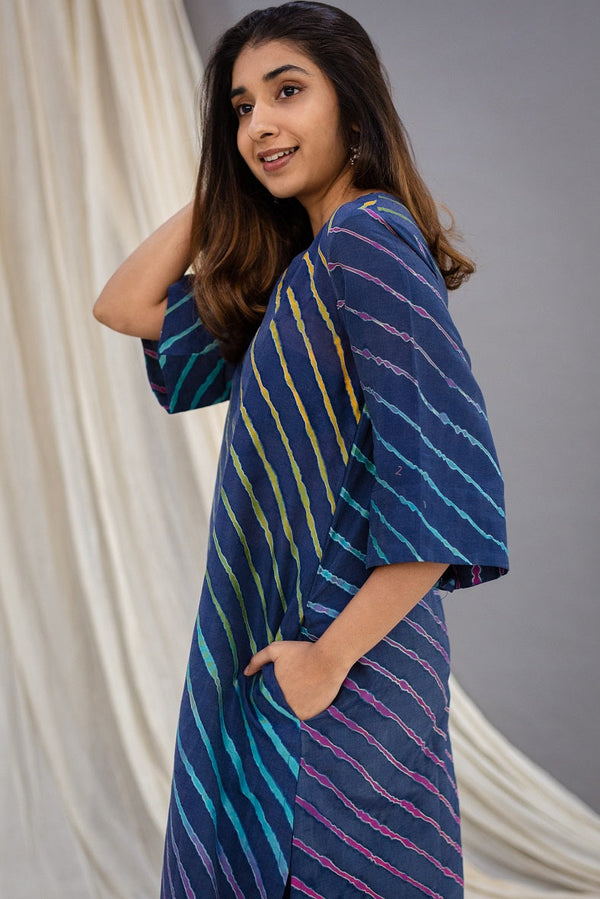 Yakshita Neela Lehariya Chanderi Silk Kurta