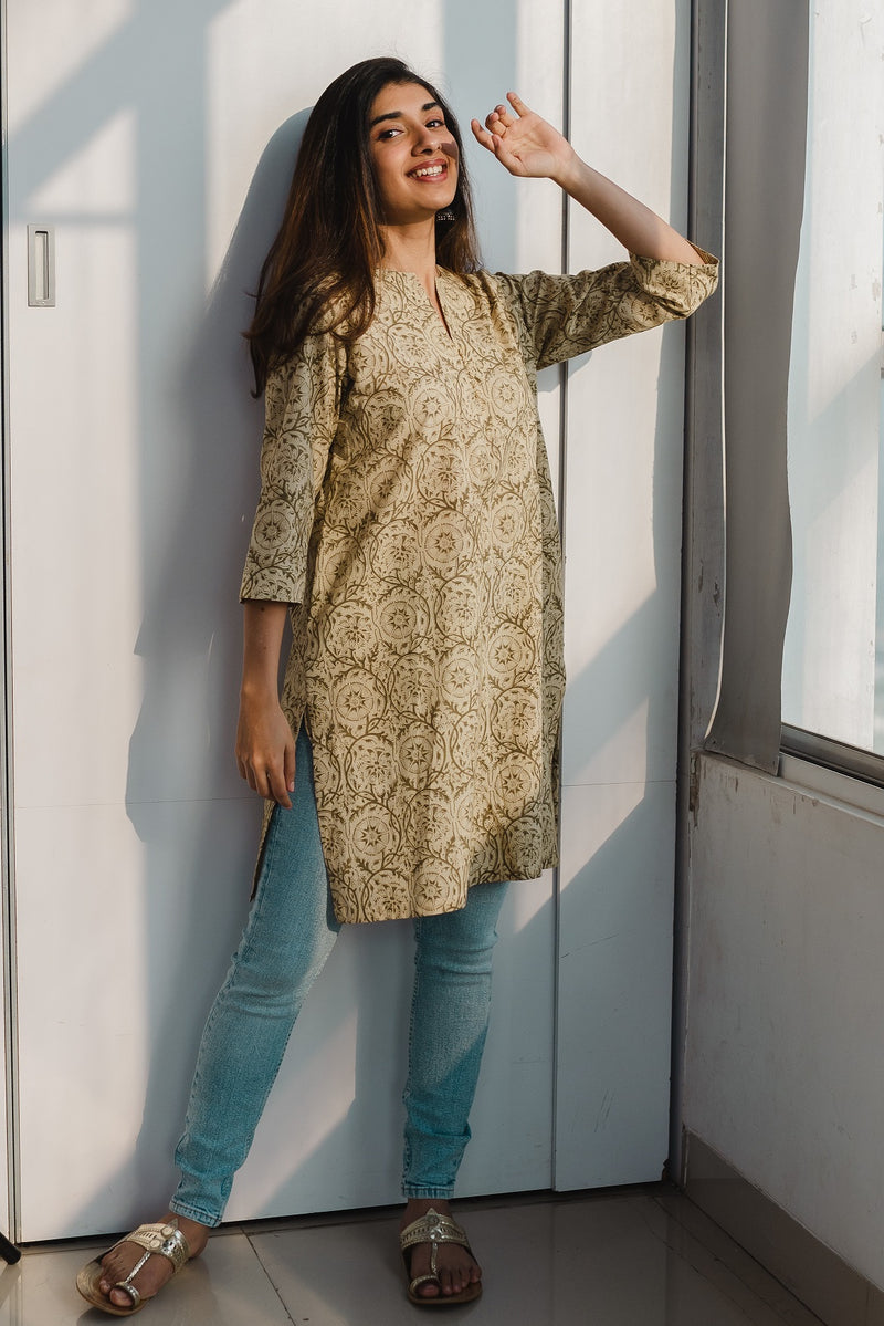 Anisha Kalamkari Cotton Short Top