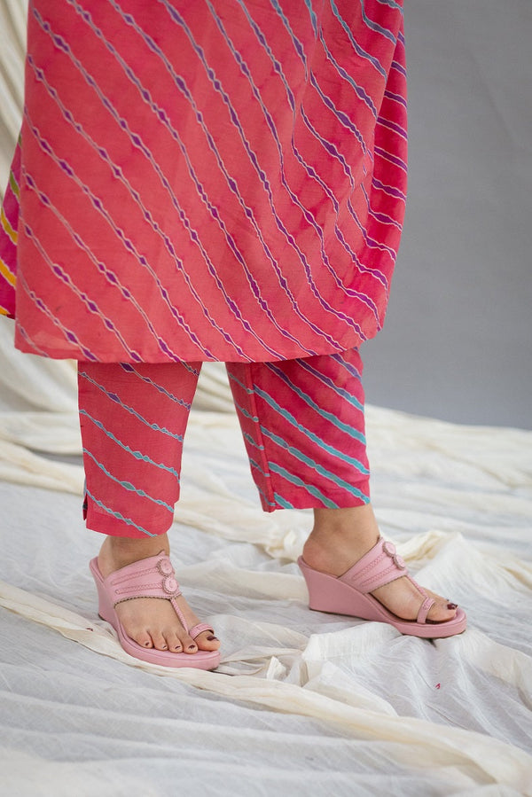 Advika Pink Lehariya Chanderi Silk Bottom
