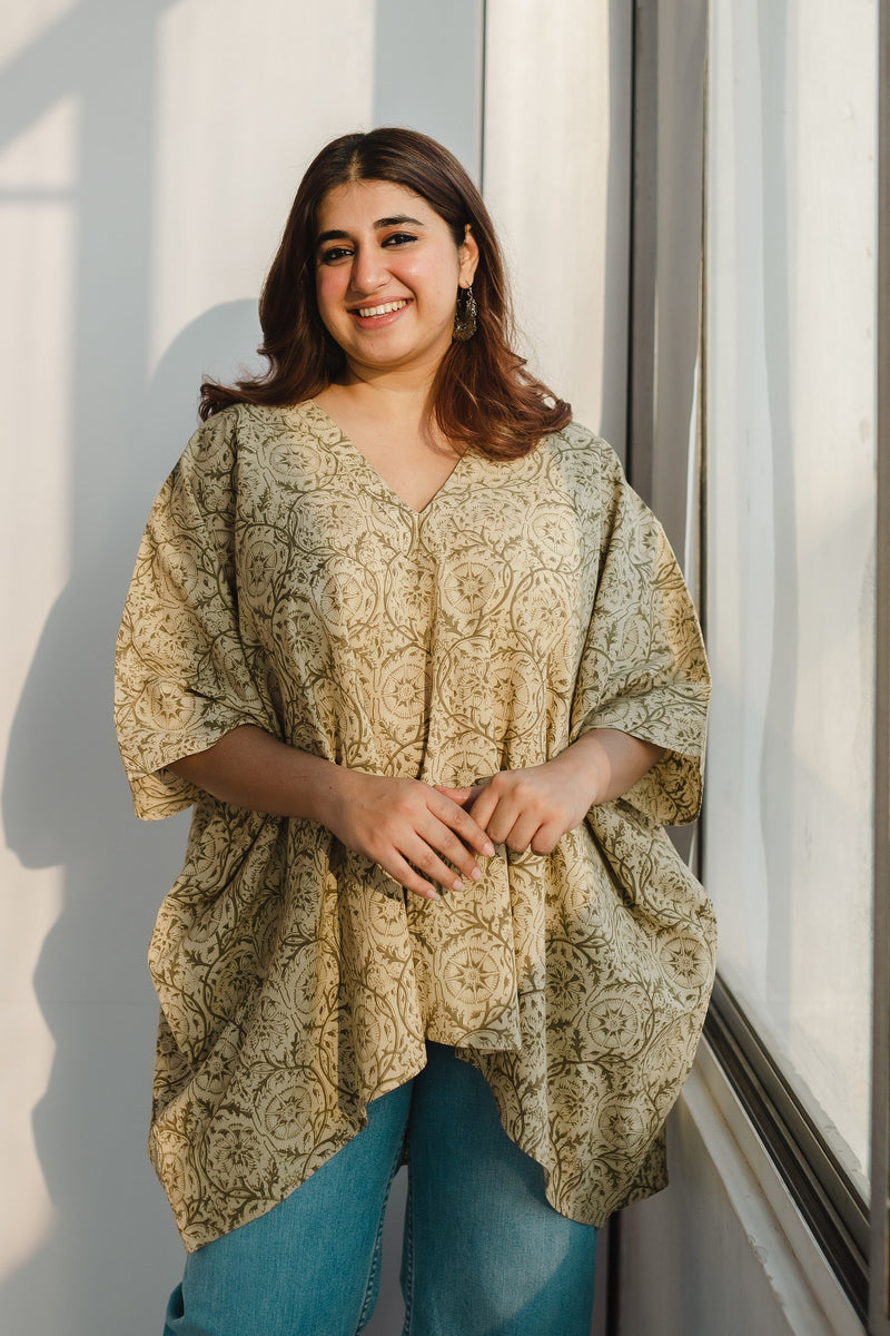 Seher Kalamkari Cotton Kaftan Top