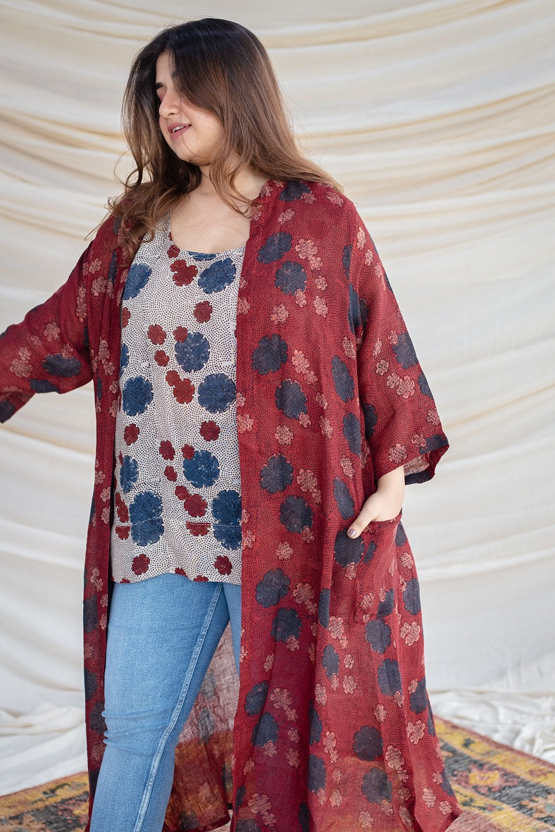 Faye Ajrakh Linen Top & Jacket