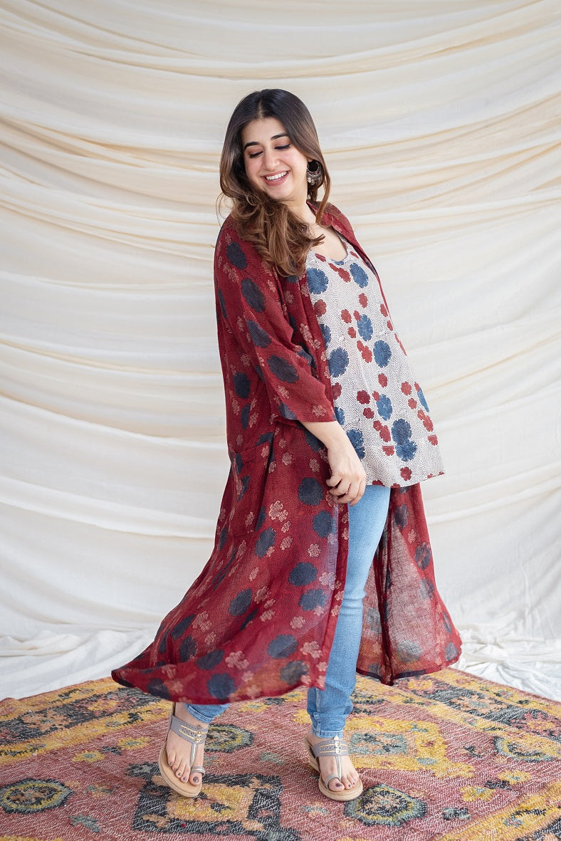 Faye Ajrakh Linen Top & Jacket