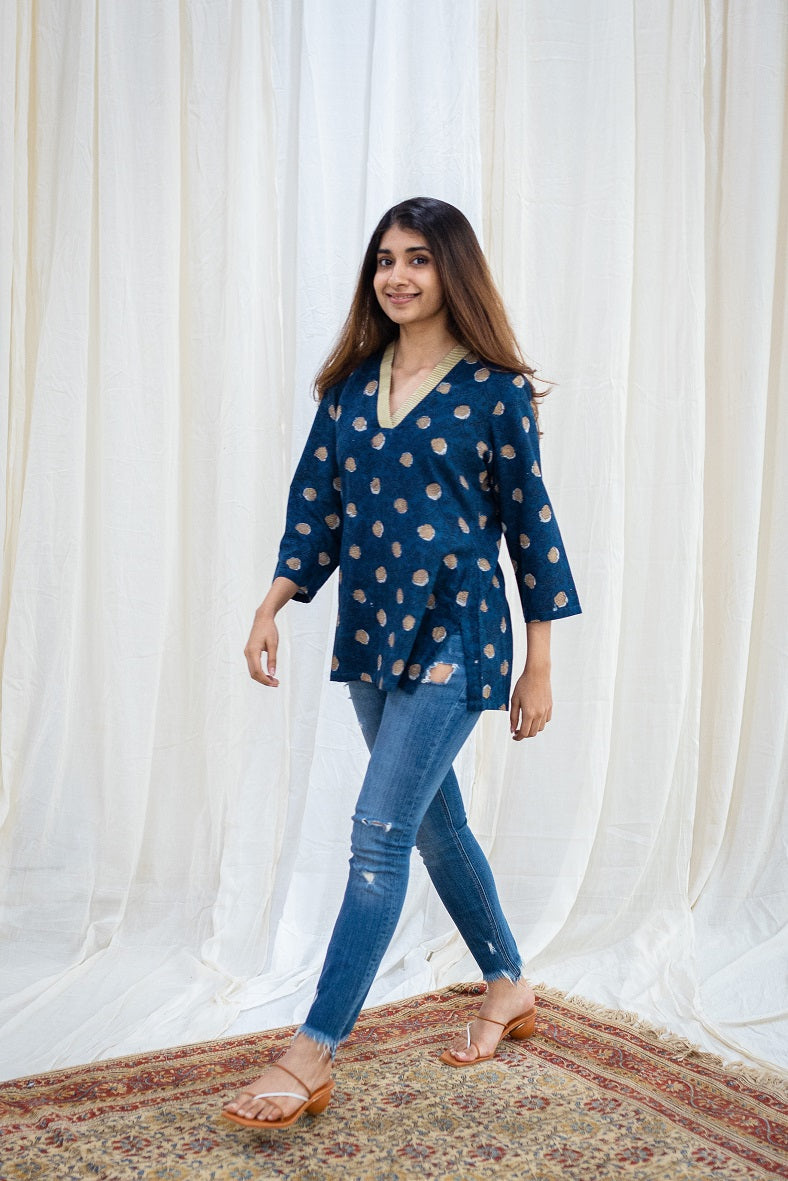 Diya Jahota Indigo Cotton Short Top