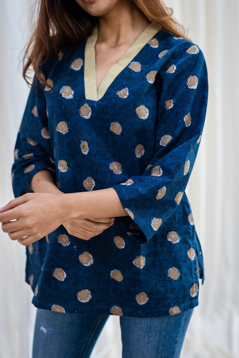 Diya Jahota Indigo Cotton Short Top