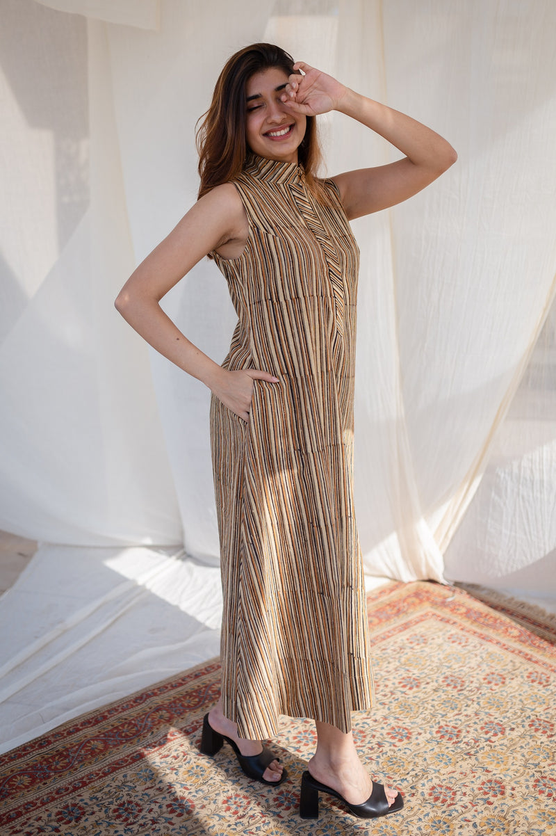 Neerja Kalamkari Stripe Cotton Dress