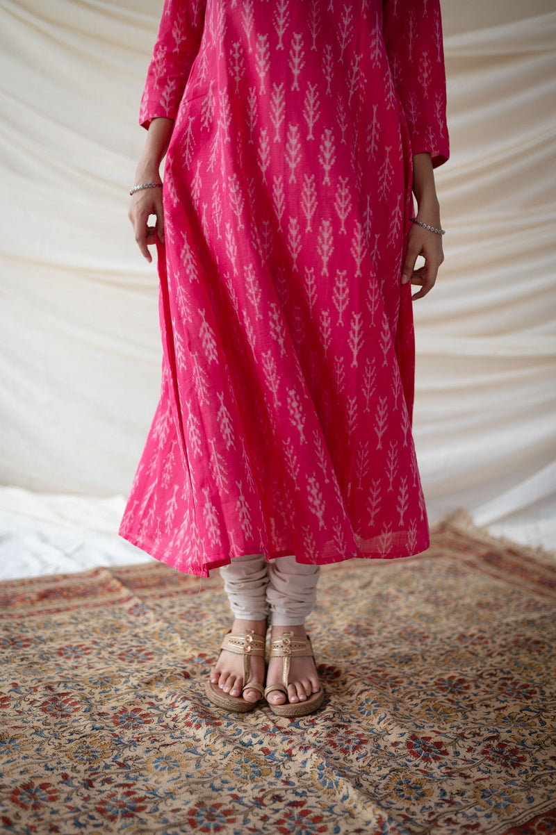 Namha Pink Ikkat Cotton Kurta