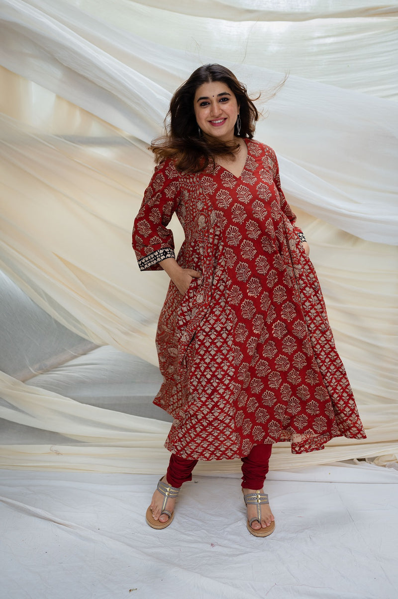 Vanshi Bagru Madder Cotton Kali Kurta