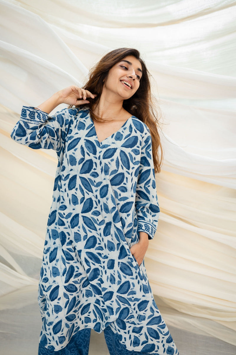 Koshika Dabu Indigo Cotton Kurta Set