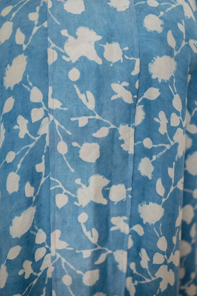 Cera Dabu Blue Cotton Silk Kaftan