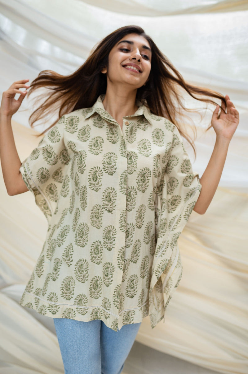 Seher Kalamkari Beige Short Shirt