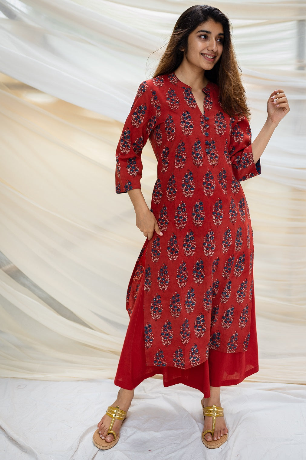 Indian Ethnic Women's Sofia Ajrakh Madder Cotton Kurta – THE INDIAN ...